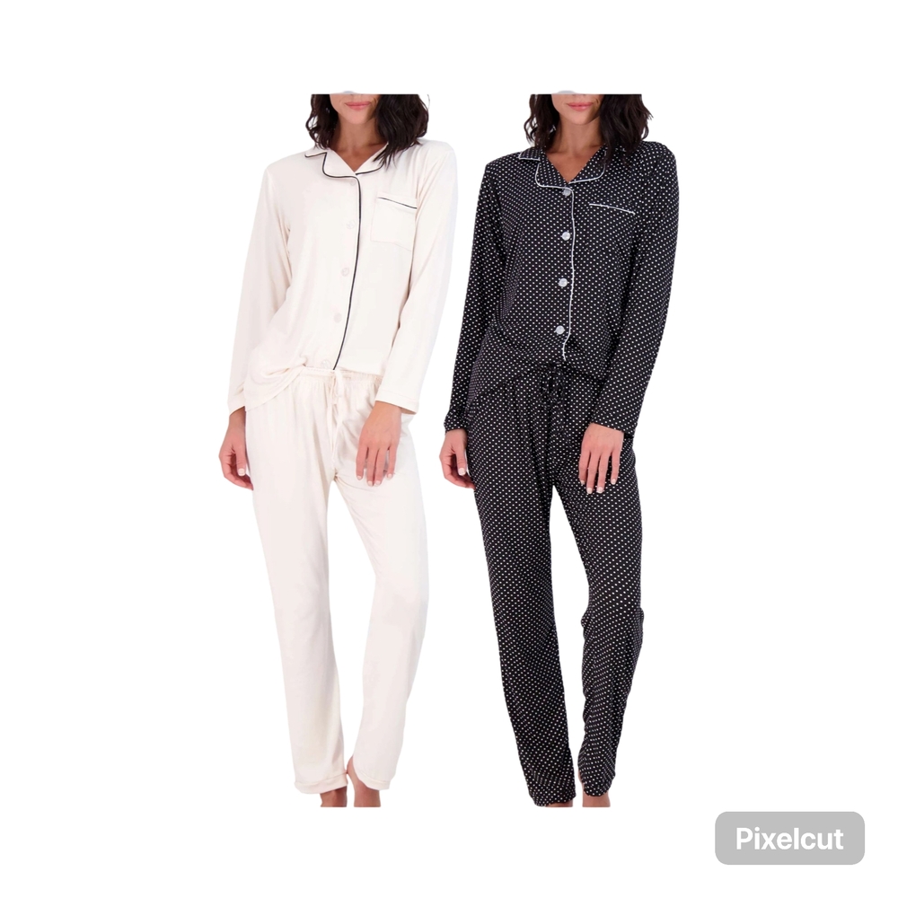 NWOT Size Small Women's long sleeve Button down top and pant Pajama Set 2 pack